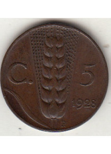 1928 5 Centesimi Spiga Circolata Vittorio Emanuele III
